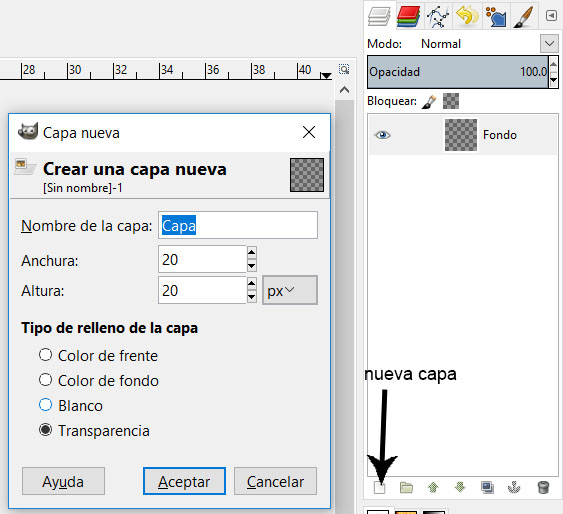 nueva capa en Gimp