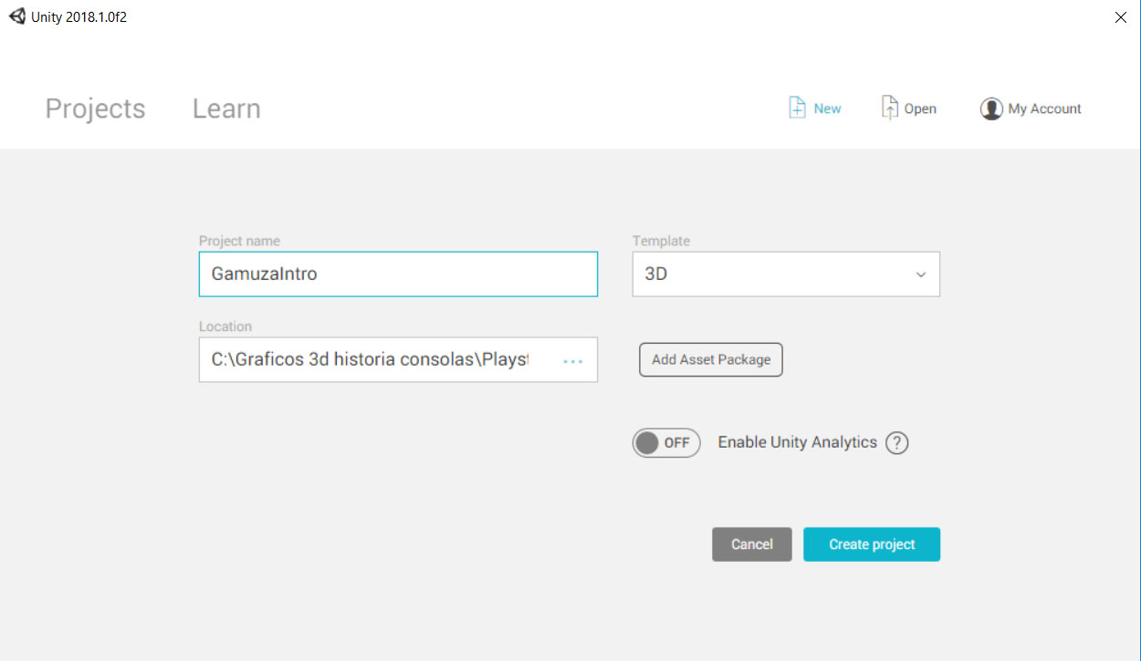Unity new project